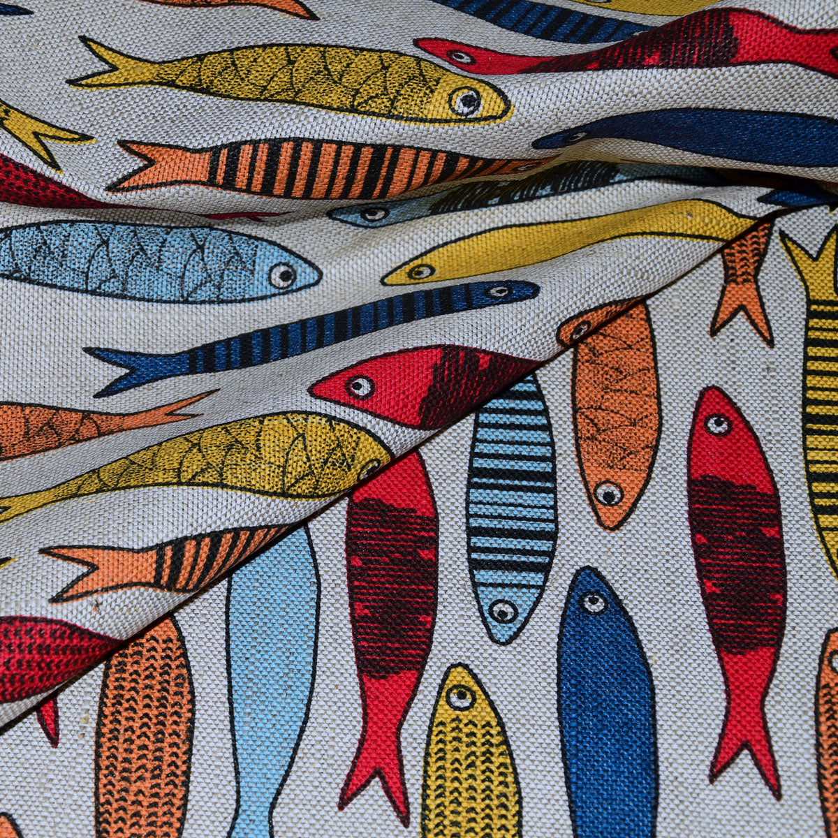 Print Fish - Linen cotton blended fabric - 961P