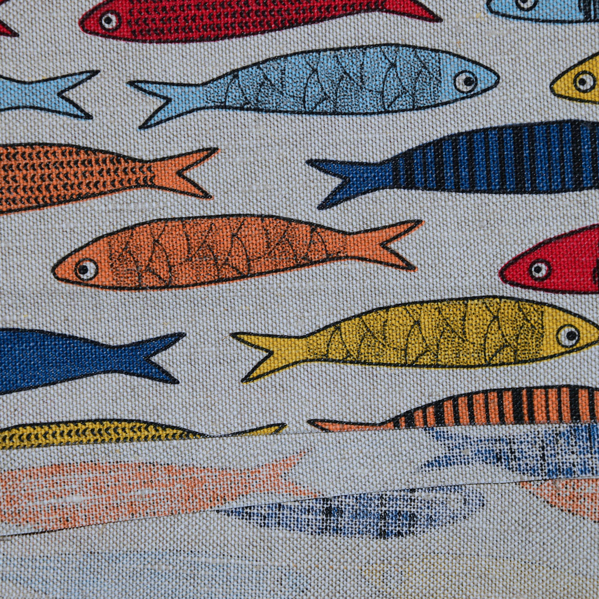 Print Fish - Linen cotton blended fabric - 961P