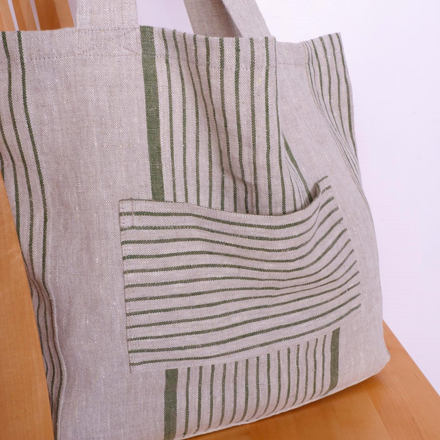 Village black stripes - linen shopping bag