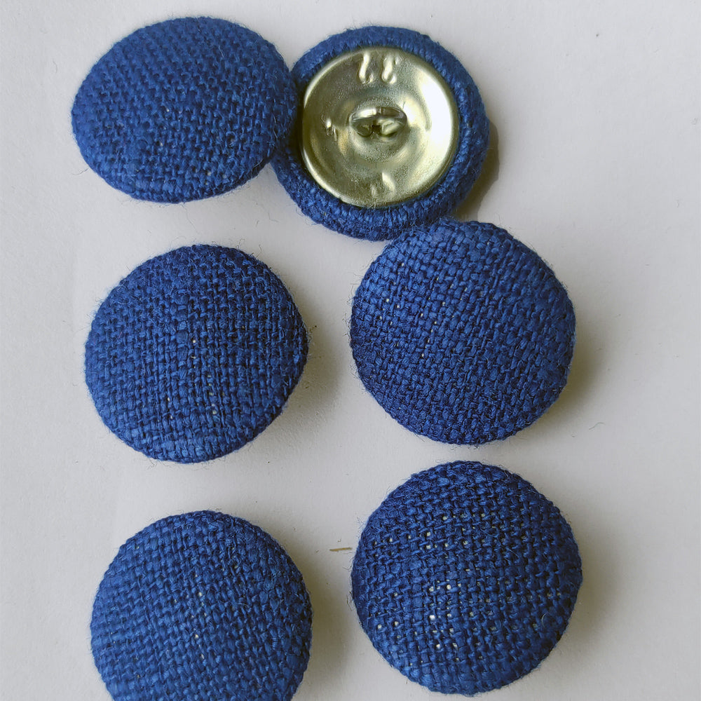 Linen Buttons in blue linen