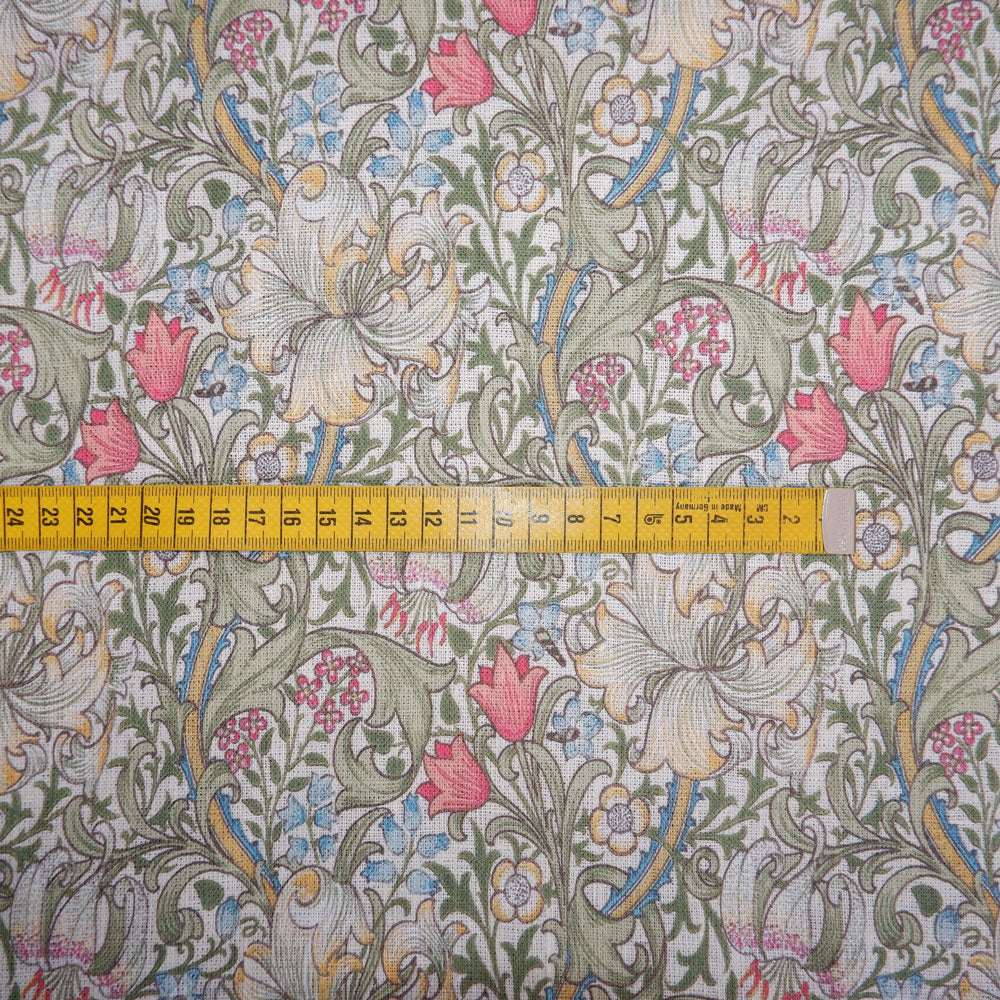 Floral linen fabric - William Morris Golden Lilly WM212A