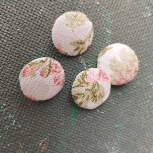 Linen Buttons in blu floral linen 278P roses