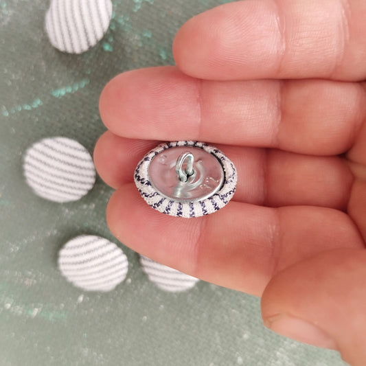 Linen Buttons in Mini stripes blue white 272P