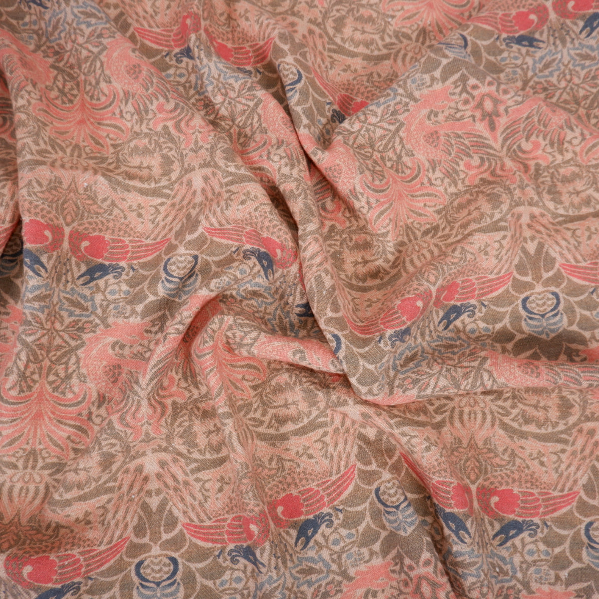 Printed linen fabric - Dragon Pink LL343P