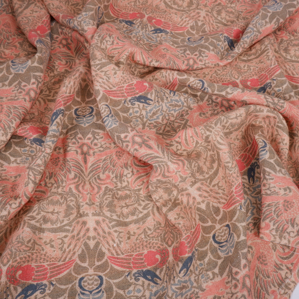 Printed linen fabric - Dragon Pink LL343P