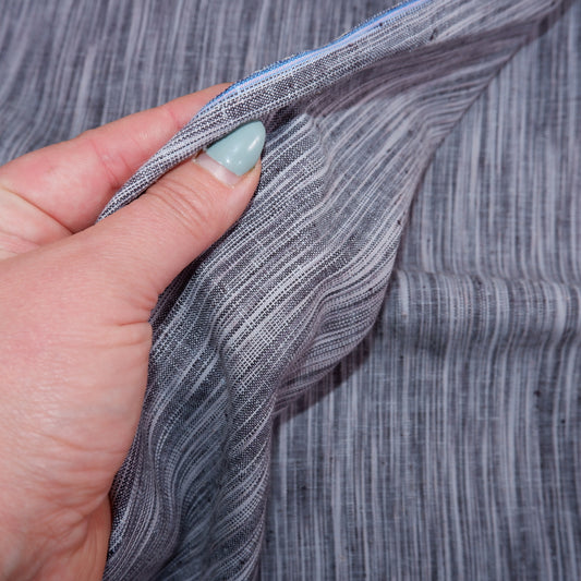 Tiny stripes - black linen fabric - T139