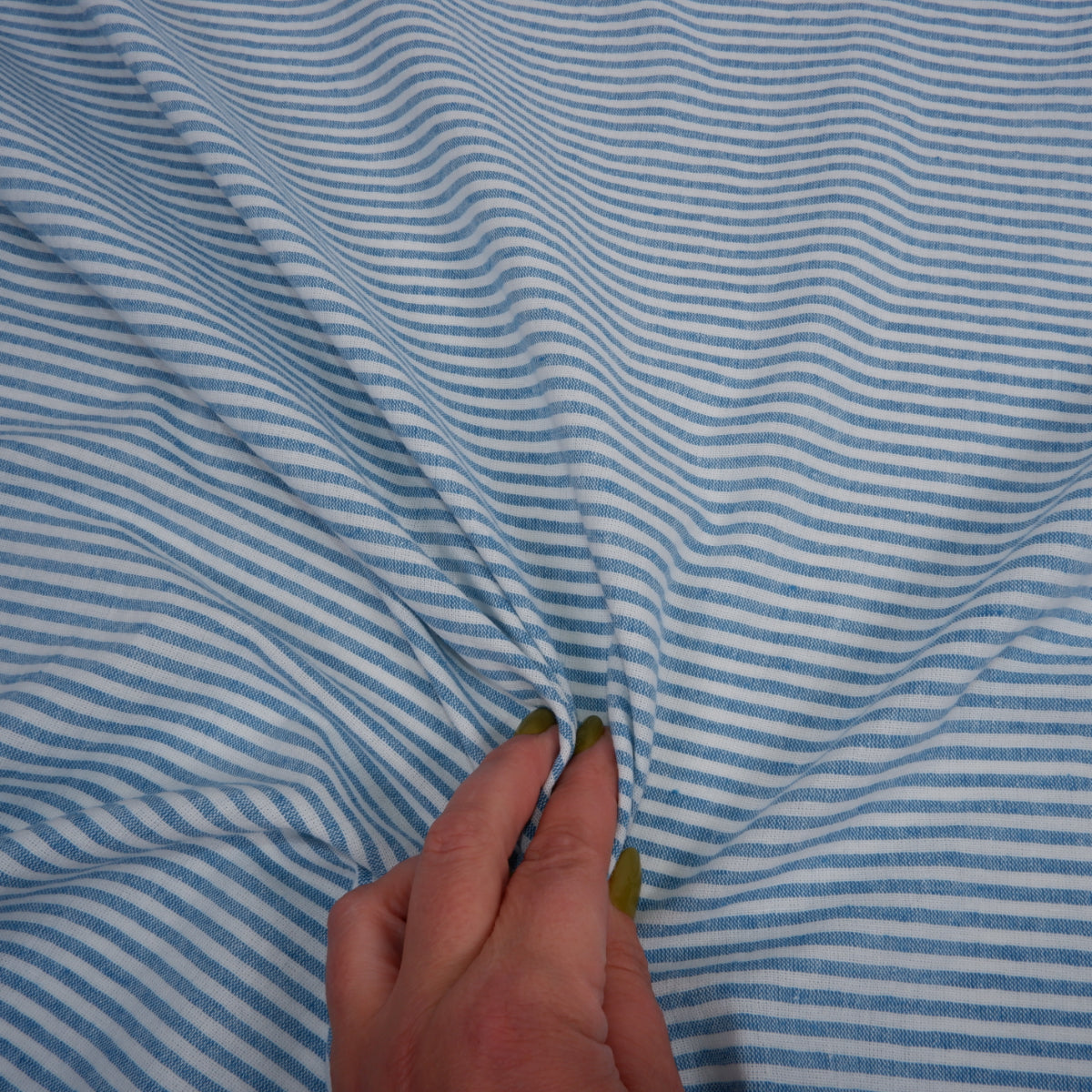 266 cm WIDE - Blue and white stripes - linen fabric - T163