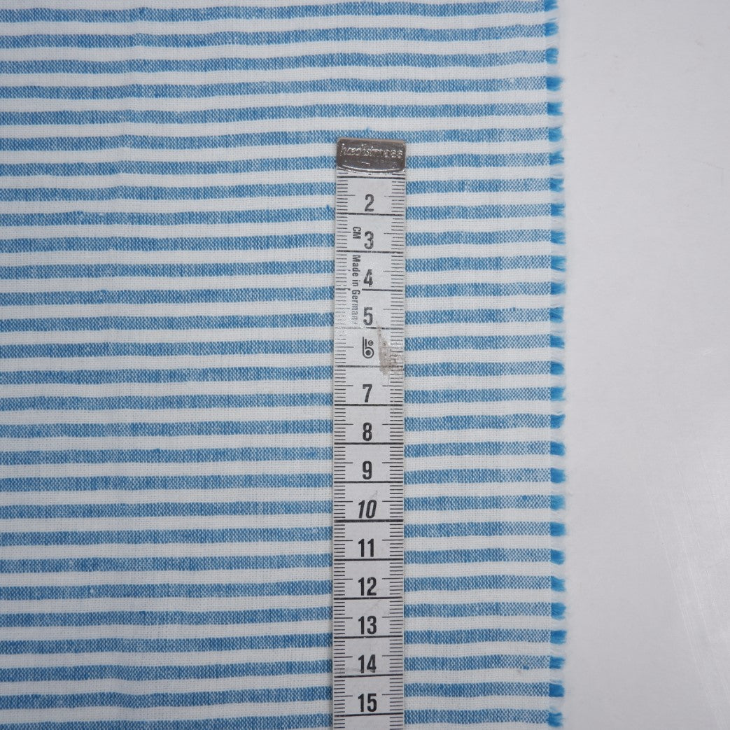 266 cm WIDE - Blue and white stripes - linen fabric - T163
