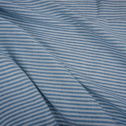 266 cm WIDE - Blue and white stripes - linen fabric - T163