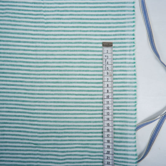 192 cm WIDE - Green and white stripes - linen fabric - T162