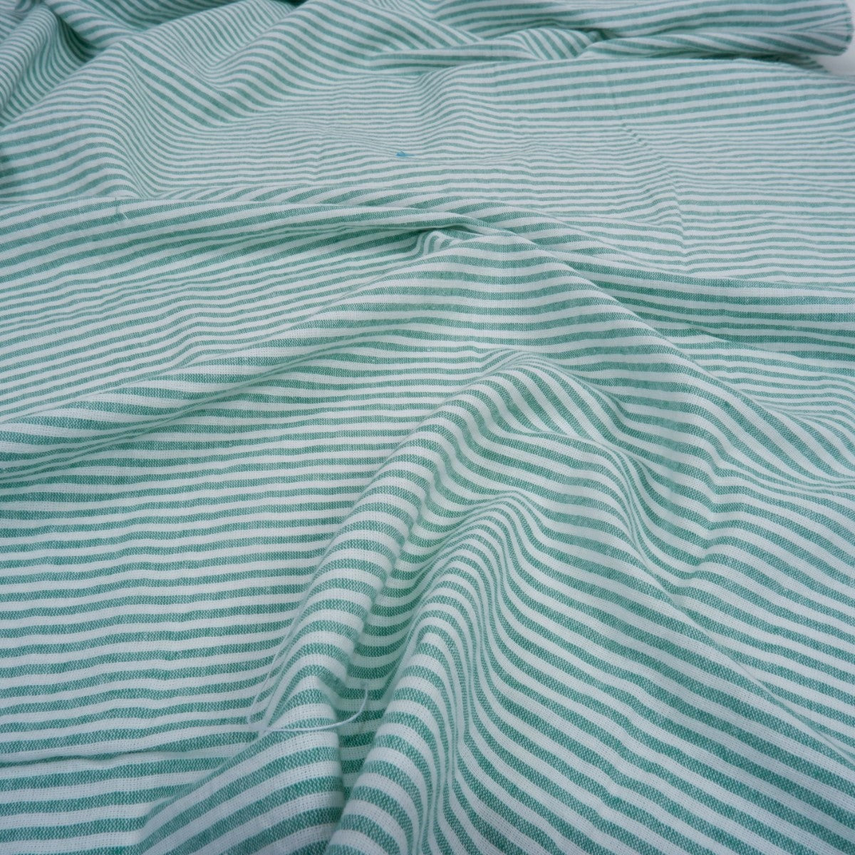 192 cm WIDE - Green and white stripes - linen fabric - T162