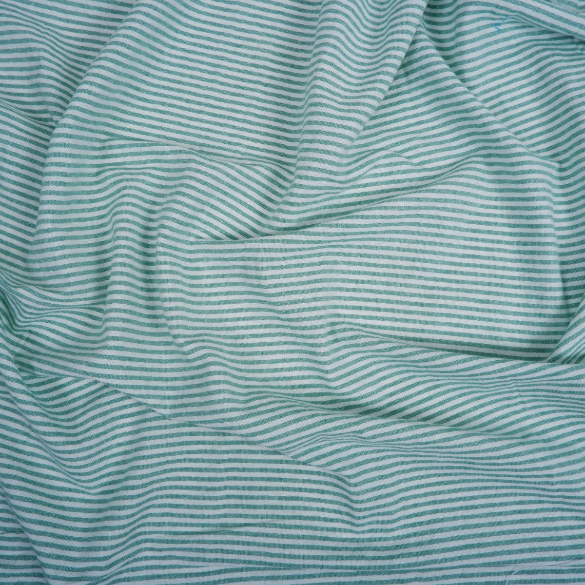 192 cm WIDE - Green and white stripes - linen fabric - T162