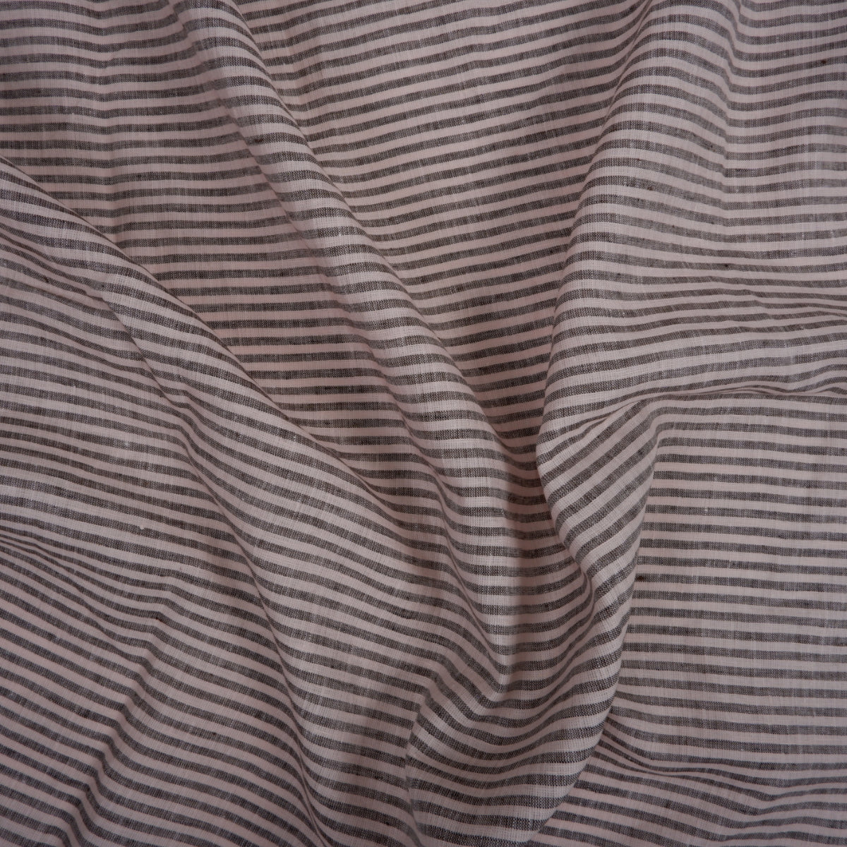 256 cm WIDE - Pink and black stripes - linen fabric - T161