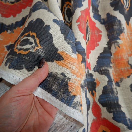 Colorful Rhombs - Printed linen fabric - LL353P