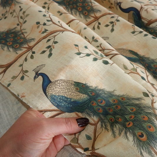 Peacock - Printed linen fabric - LL354P