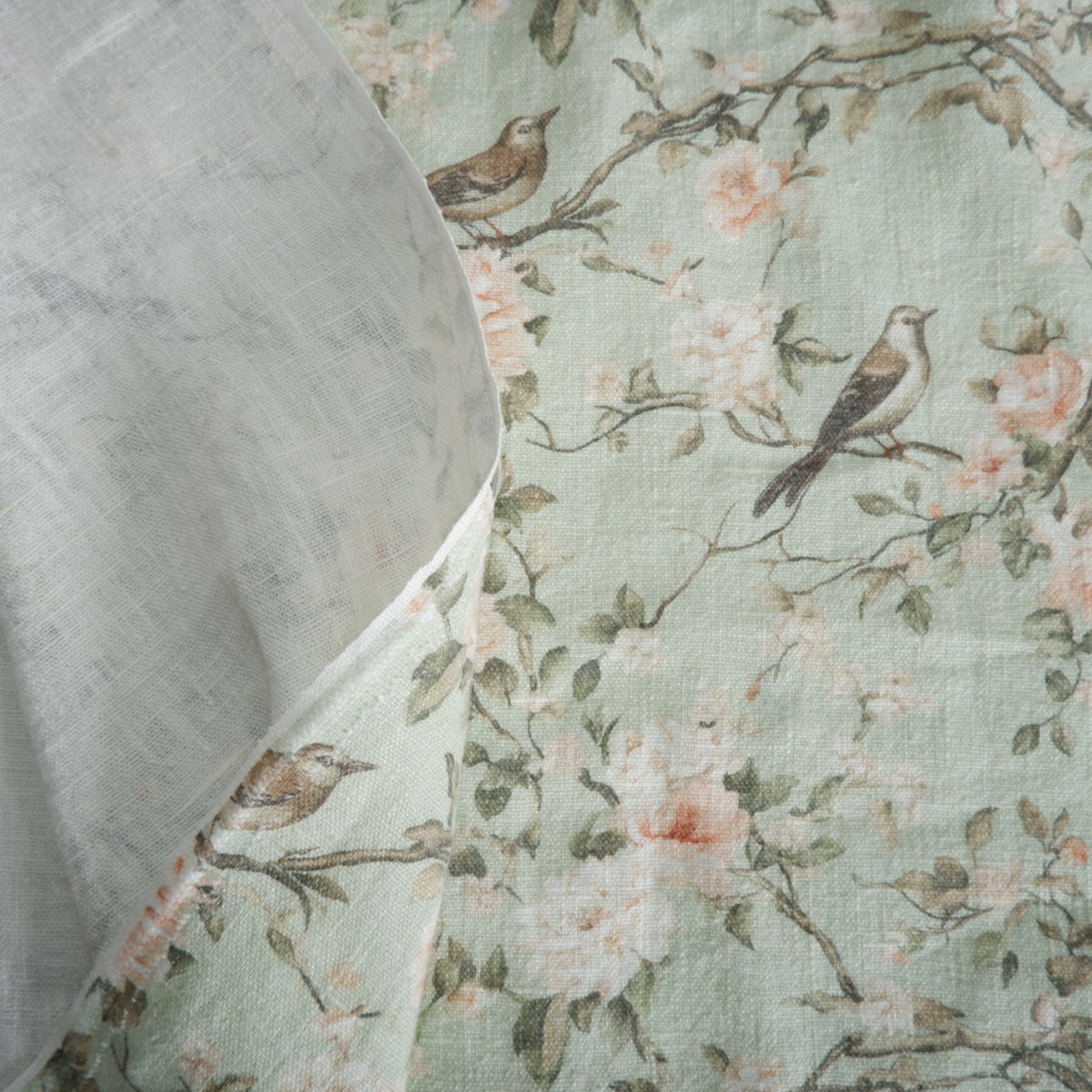 Bloom - Mint green - Printed linen fabric - LL355P