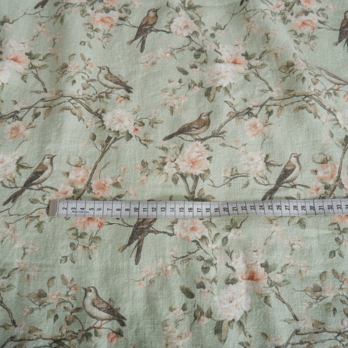 Bloom - Mint green - Printed linen fabric - LL355P