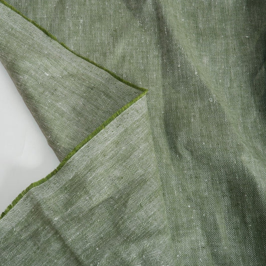 Linen fabric - Herringbone green - T115