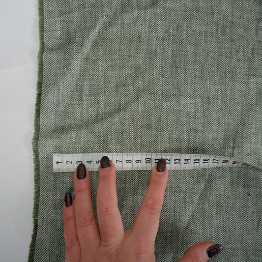 Linen fabric - Herringbone Dark green - T116