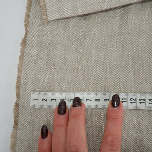 Linen fabric - Herringbone Grey - T117