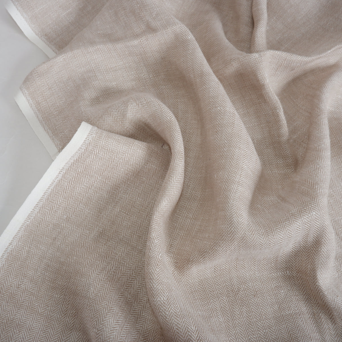 Linen fabric - Herringbone Natur - T127