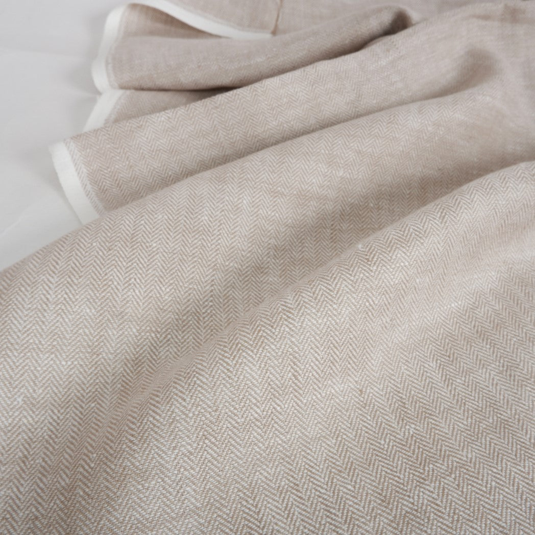 Linen fabric - Herringbone Natur - T127
