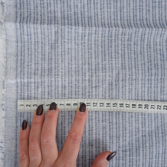 Linen fabric - greyish blue fishbone - T106