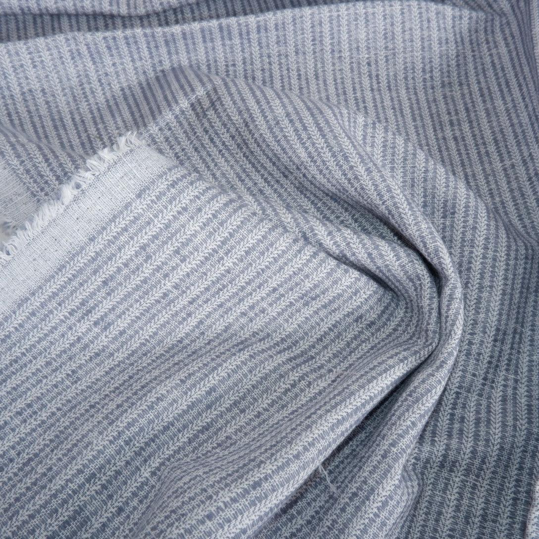 Linen fabric - greyish blue fishbone - T106