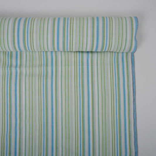 Multistripes - green and blue stripes - linen fabric - T157