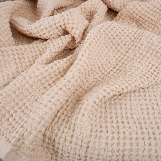 Beige Waffle Linen Bath Towel