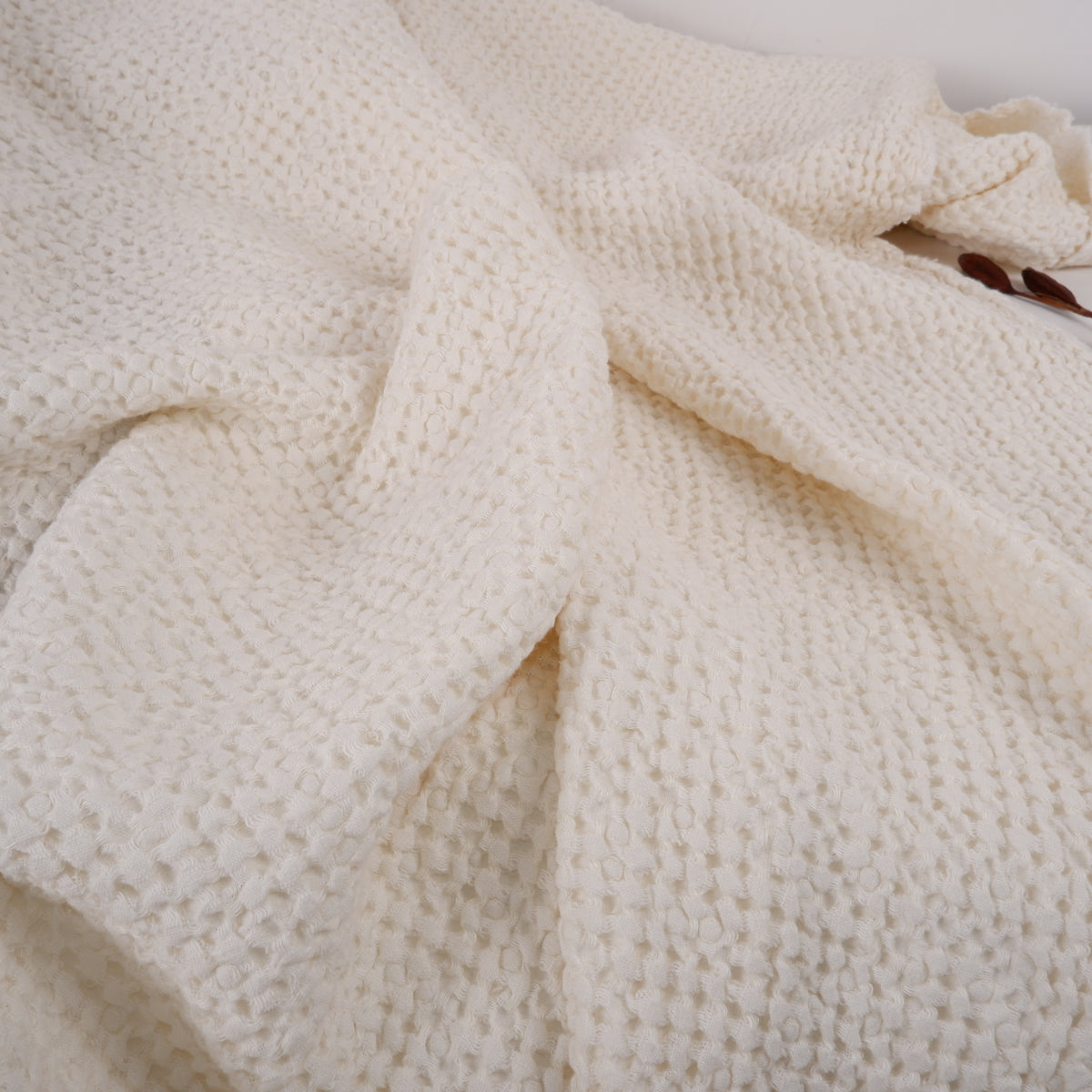 Beige Waffle Linen Bath Towel