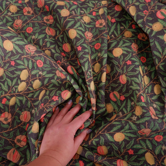 Black citrus print - Printed linen fabric - LL356P