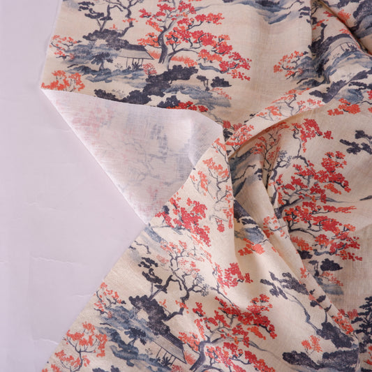 Autumn in Japan - Printed linen fabric - LL357P