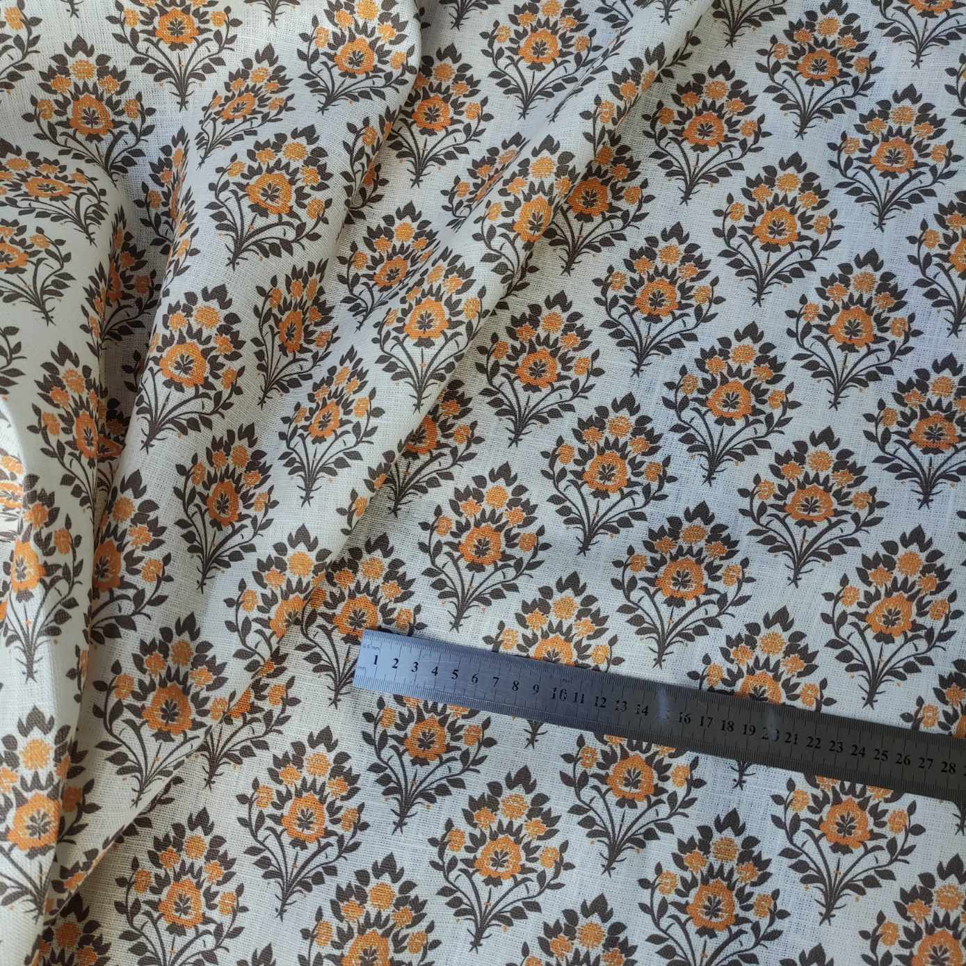 Tree of life Indian Block print linen fabric - LL366P