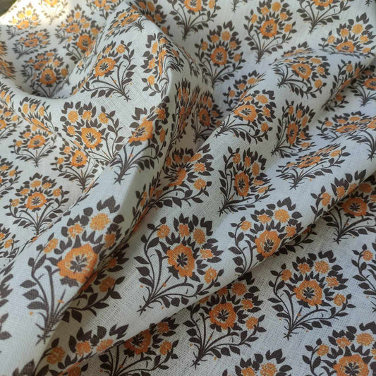 Tree of life Indian Block print linen fabric - LL366P