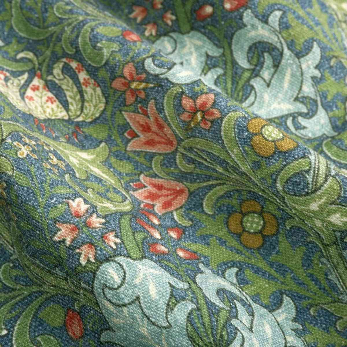 William Morris Golden Lilly in green - Floral printed linen fabric - LL371P