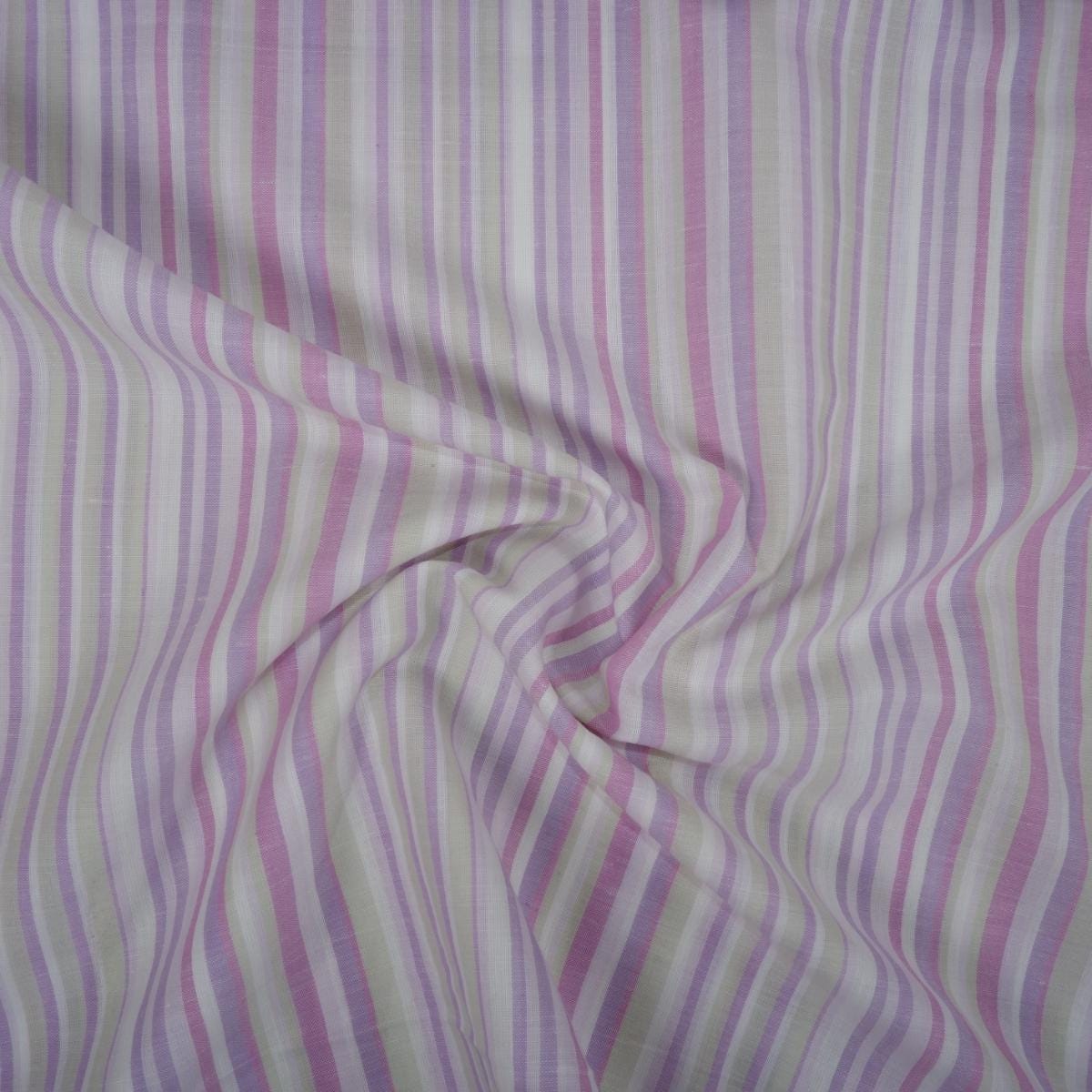 Premium Linen striped Fabric in blue green white | Medium weight multicolor stripes Valencia Stripe for clothing home textile