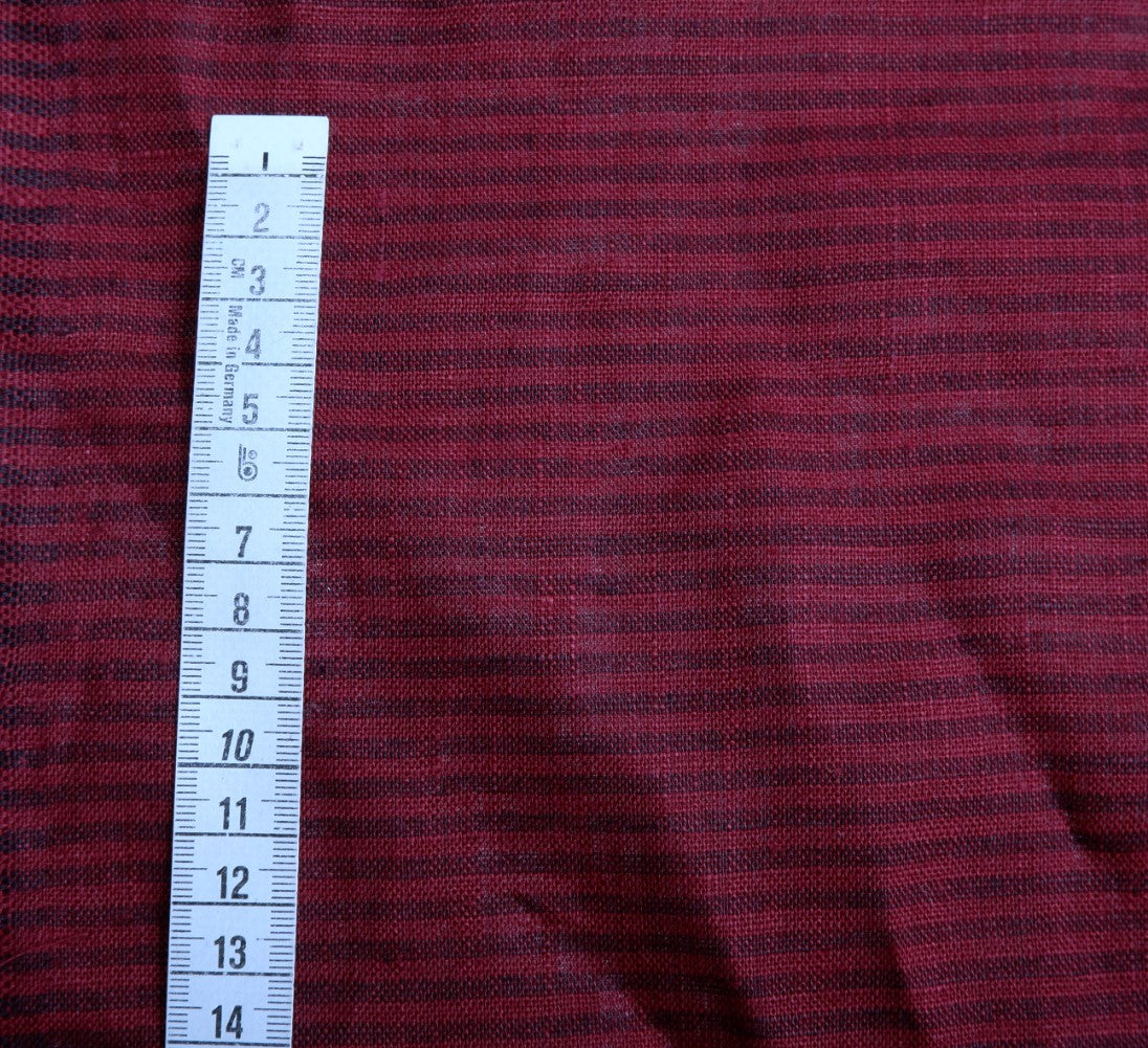 Bordo and black stripes - linen fabric - T129