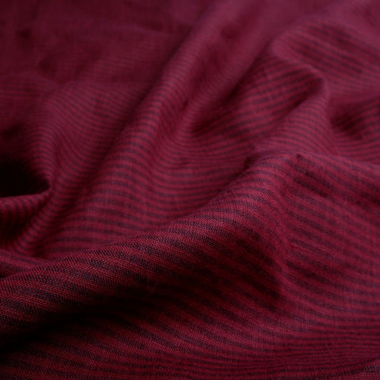 Bordo and black stripes - linen fabric - T129