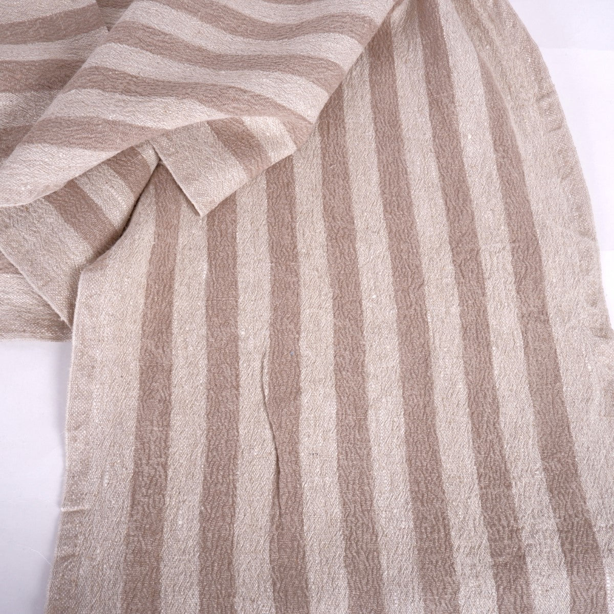 Brown stripes - sack weave - linen fabric - French stripes - 054A