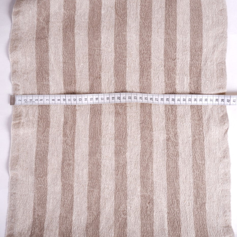 Brown stripes - sack weave - linen fabric - French stripes - 054A