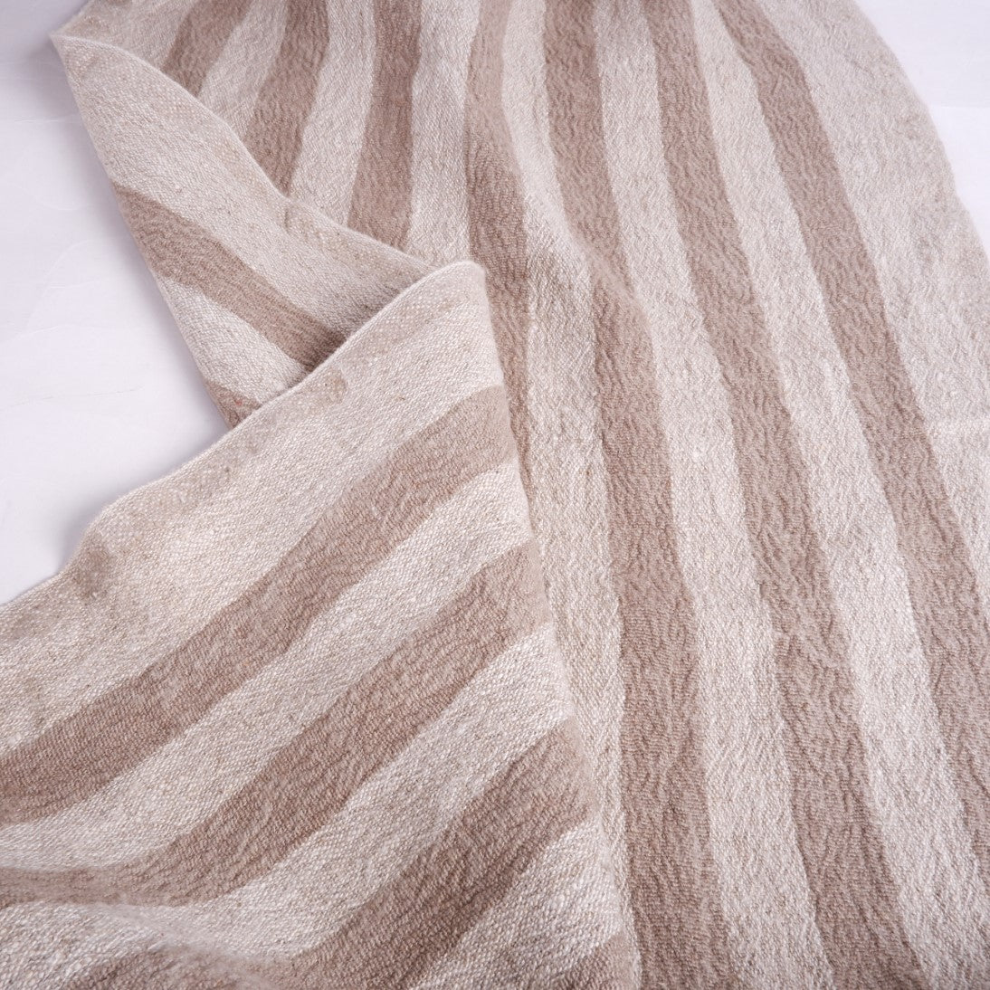 Brown stripes - sack weave - linen fabric - French stripes - 054A