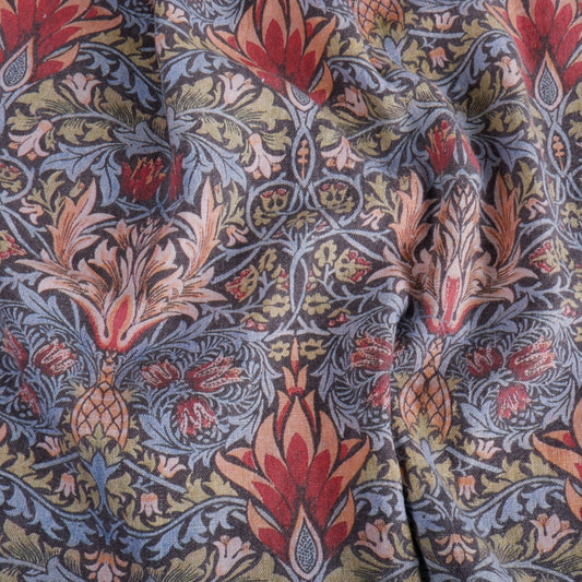 William Morris Snakehead print - Colourful Printed linen fabric 2521