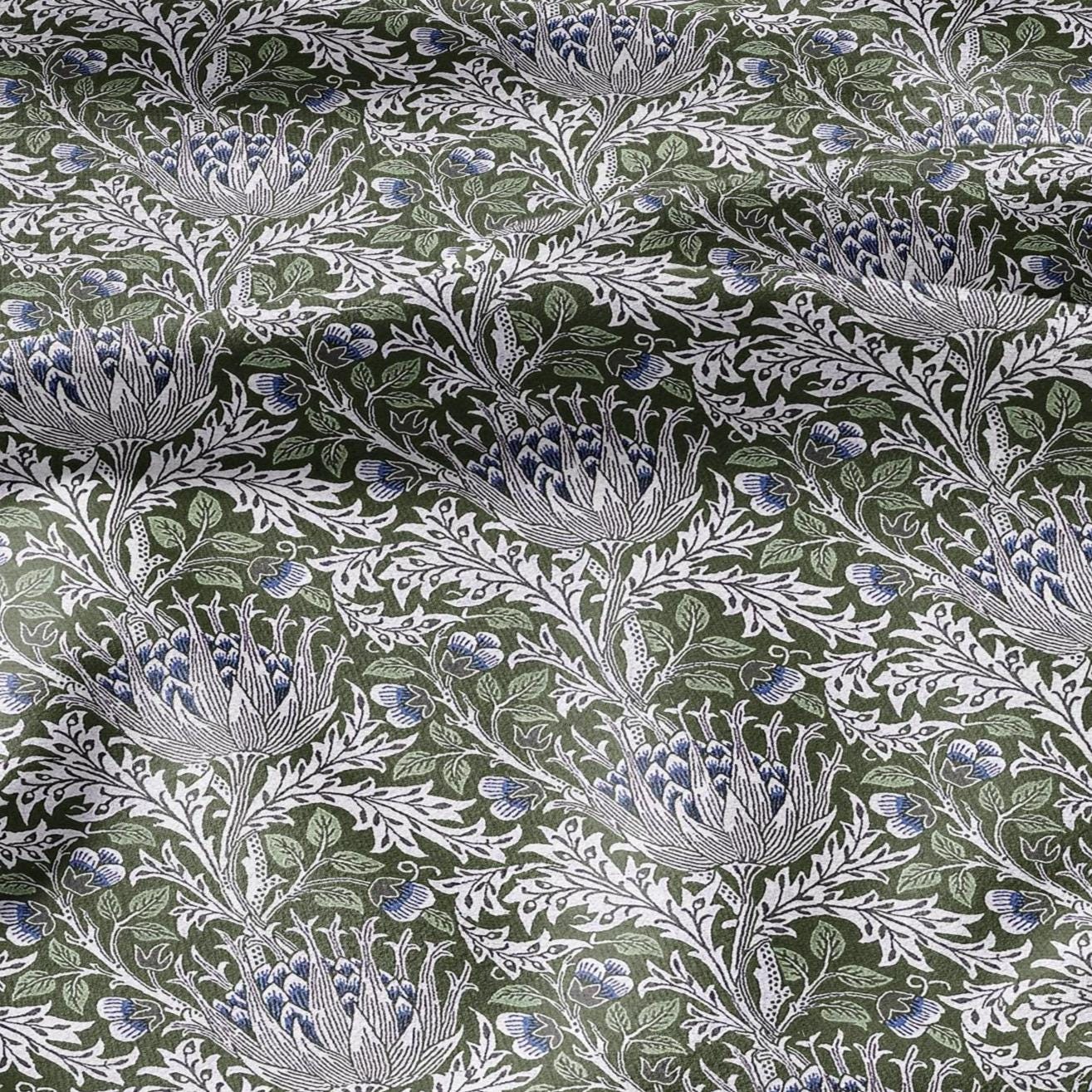 William Morris Artichoke 100% LINEN Art and Crafts Fabric - Victorian 200gsm flax linen fabric botanical floral 2537