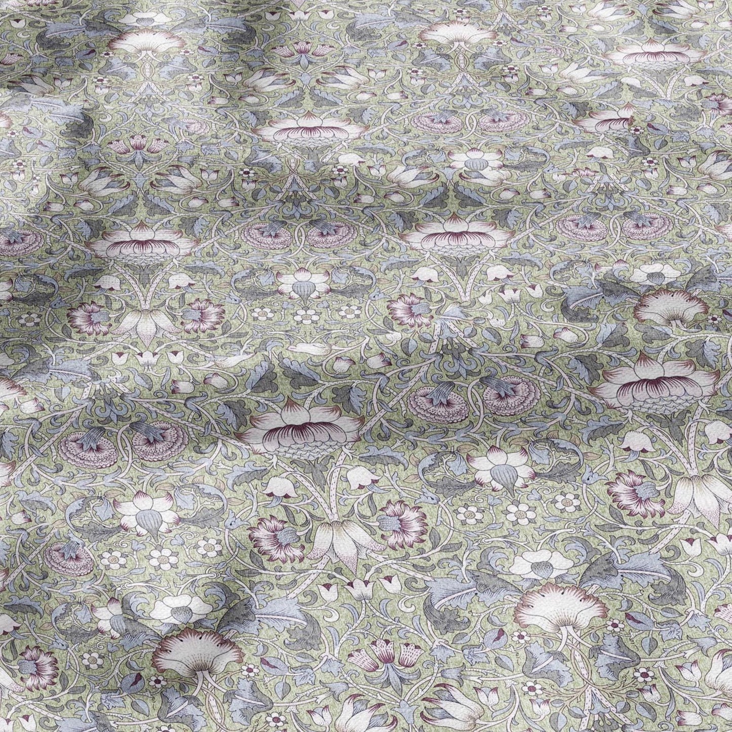 William Morris Lodden blue print on 100% LINEN - Victorian Art crafts linen Fabric - botanical Historical upholstery home textile