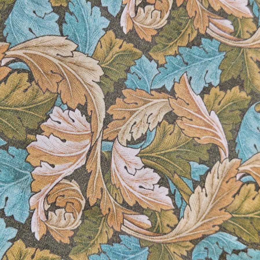 100% Linen fabric William Morris print Acanthus - brown green leaves 2554