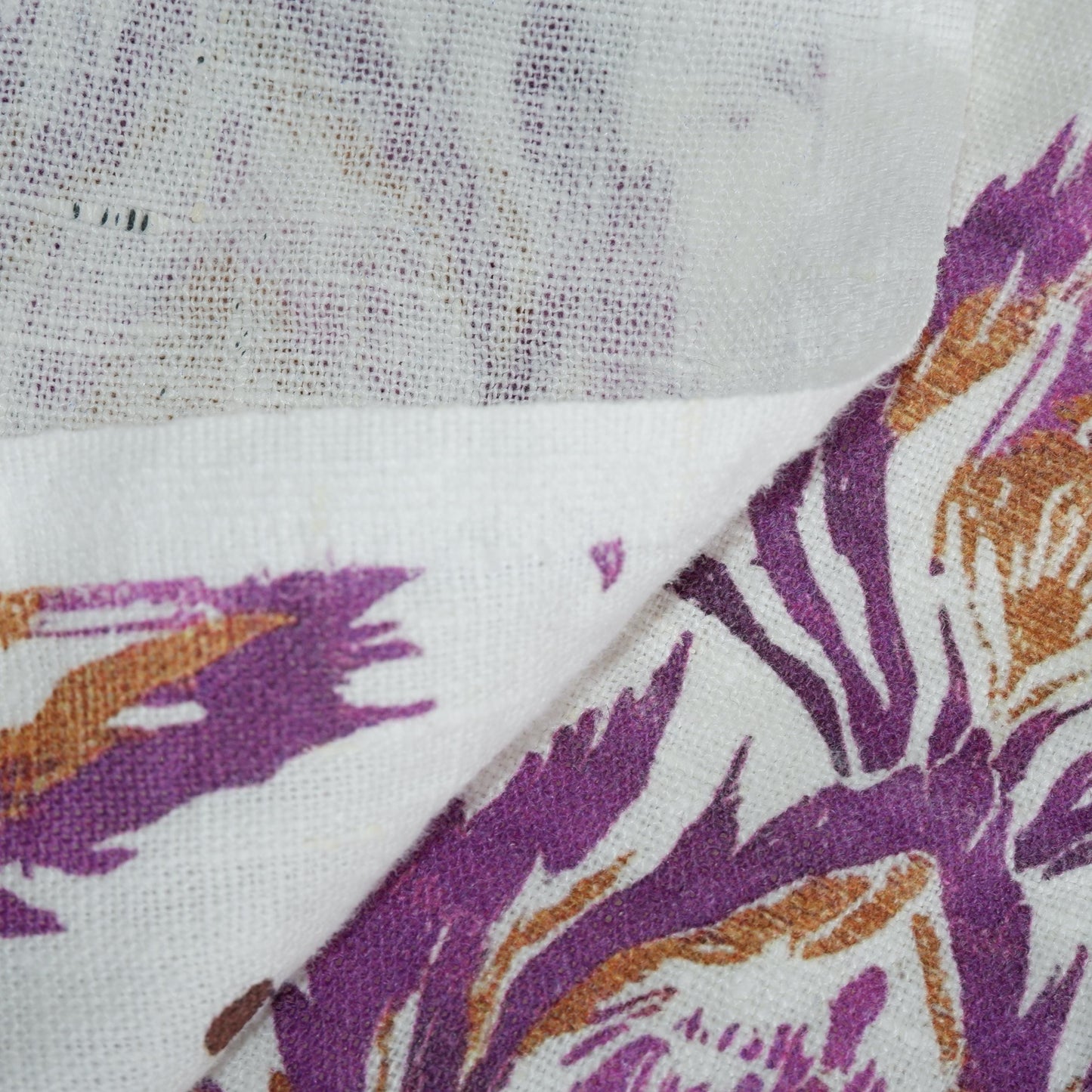 100% LINEN Fabric Abstract Wabi Sabi , purple ikat print on linen japandi wabisabi linen print
