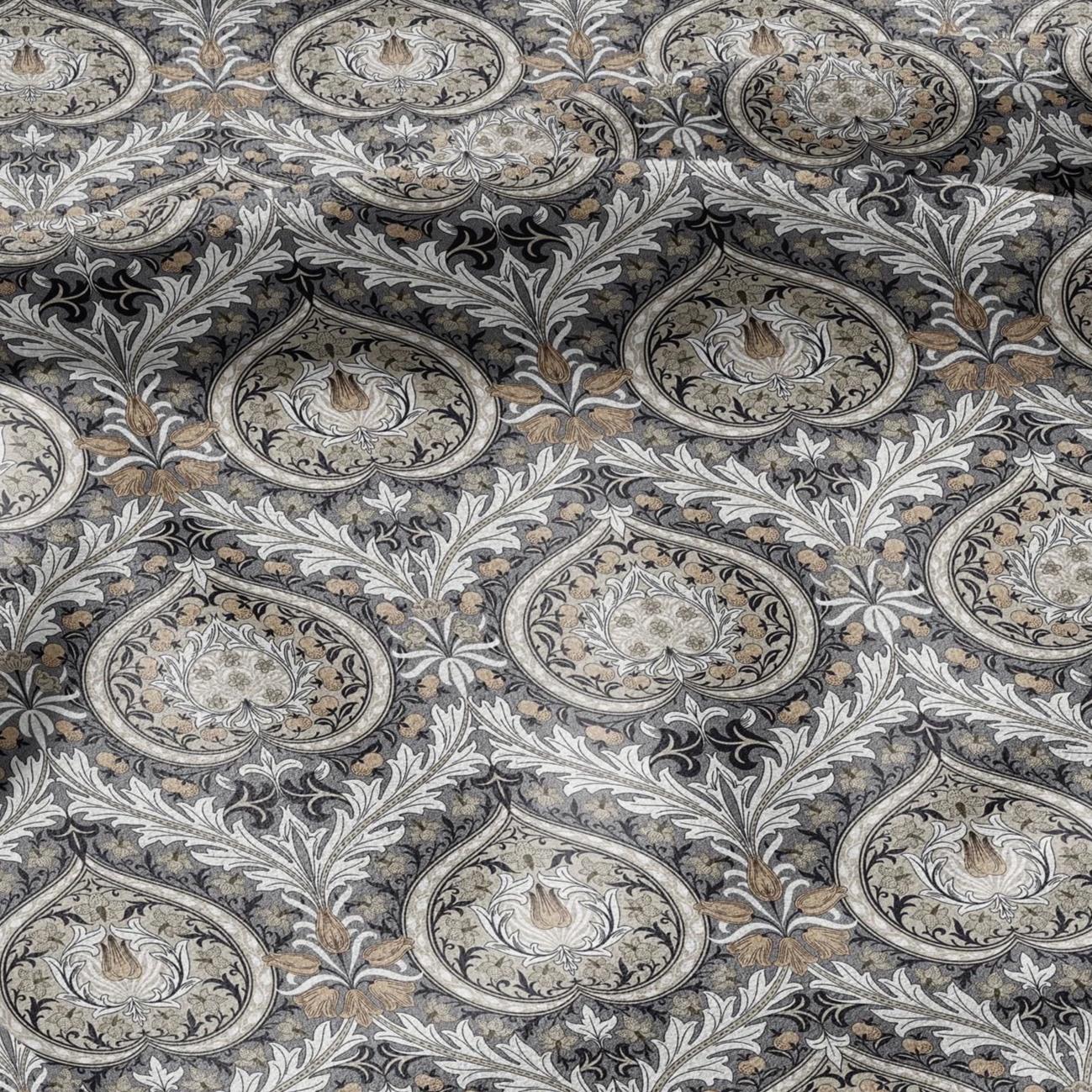 William Morris Eden grey print on 100% LINEN - Victorian Art crafts linen Fabric - botanical Historical upholstery home textile