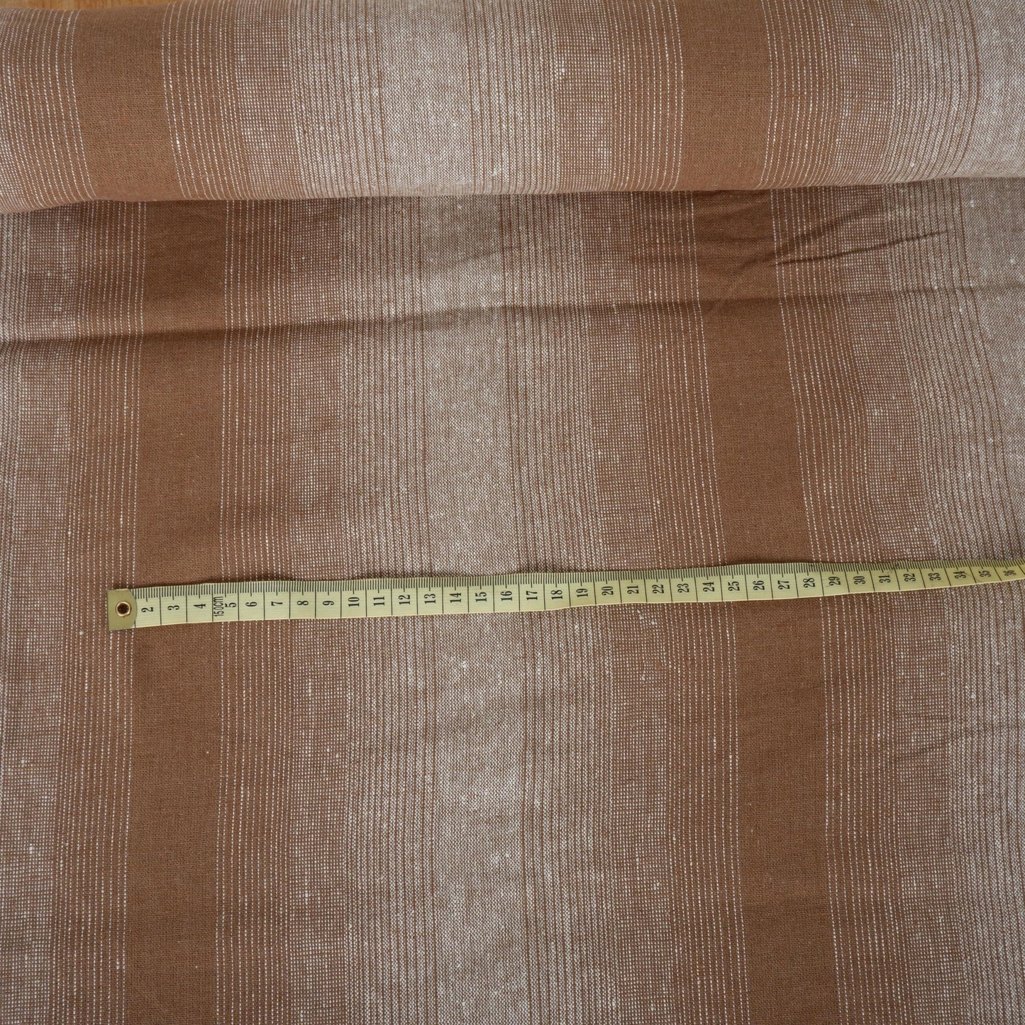 Premium Linen striped Fabric in brown beige white | Medium weight multicolor stripes OMBRE Stripe for clothing home textile