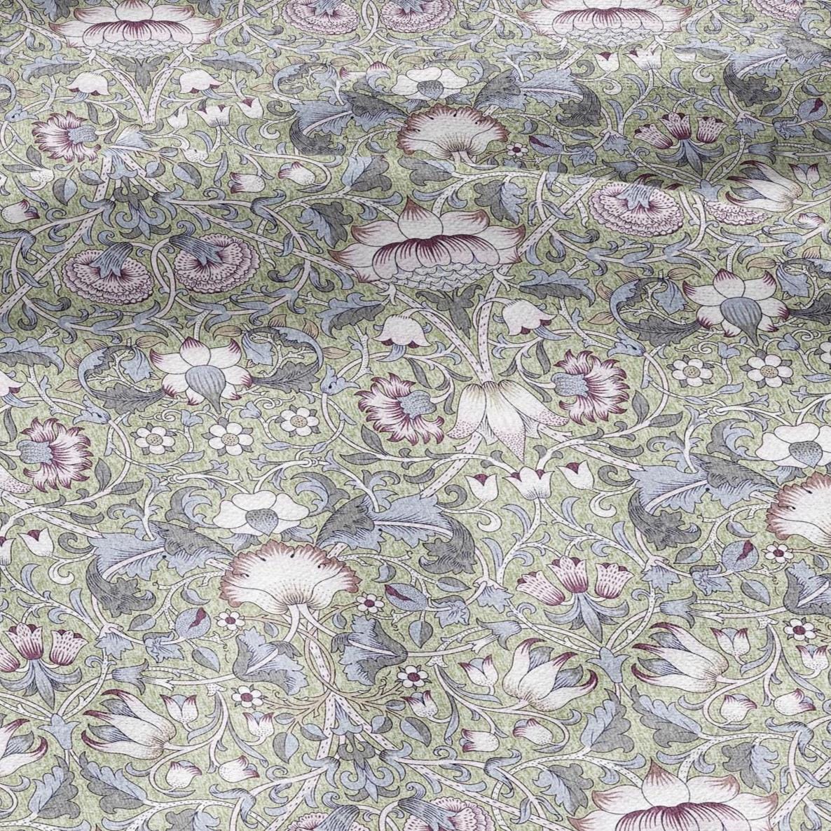 William Morris Lodden blue print on 100% LINEN - Victorian Art crafts linen Fabric - botanical Historical upholstery home textile
